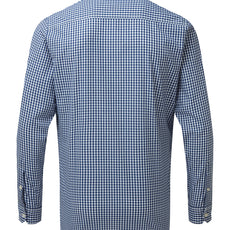 Mens Gingham Check Long Sleeve Shirt - Navy/White