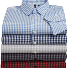 Mens Gingham Check Long Sleeve Shirt - Navy/White