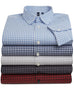 Mens Gingham Check Long Sleeve Shirt - Silver/White