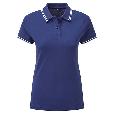 Womens Tipped Polo Shirt - Royal Blue/White