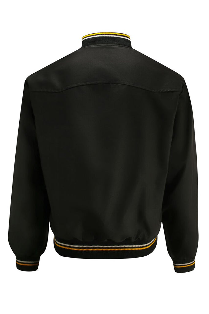 Black jacket shop with tartan lining